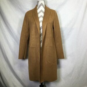 Joan Vass Womens Tan Open Front Faux Suede Jacket (Blazer), Sz M